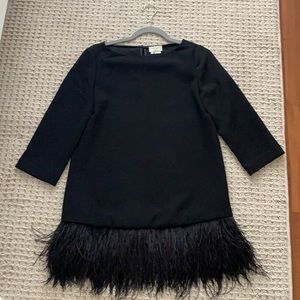 Kate Spade black dress with feathers